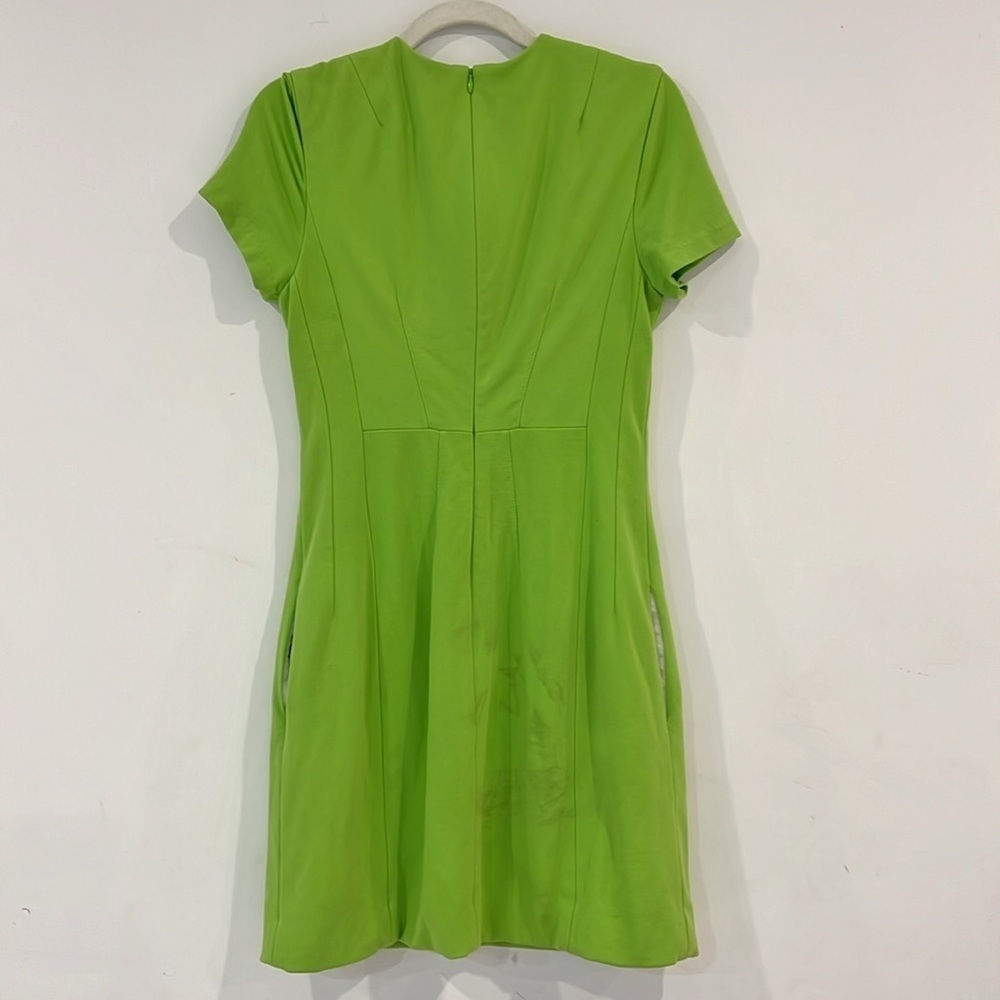 Diane Von Furstenburg Agatha Lime Green Zip front Mini Dress Size 10 - Picture 10 of 16